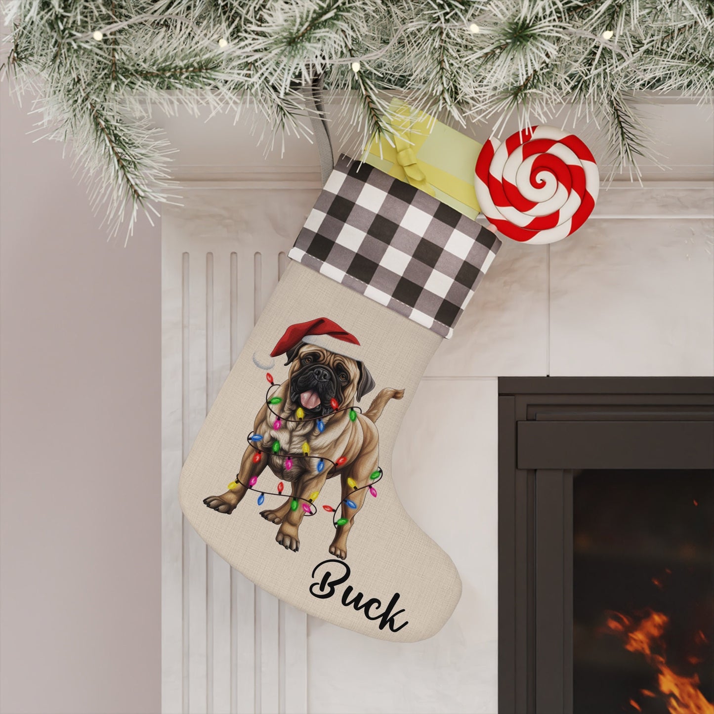 Personalized Bullmastiff Dog Christmas Stocking