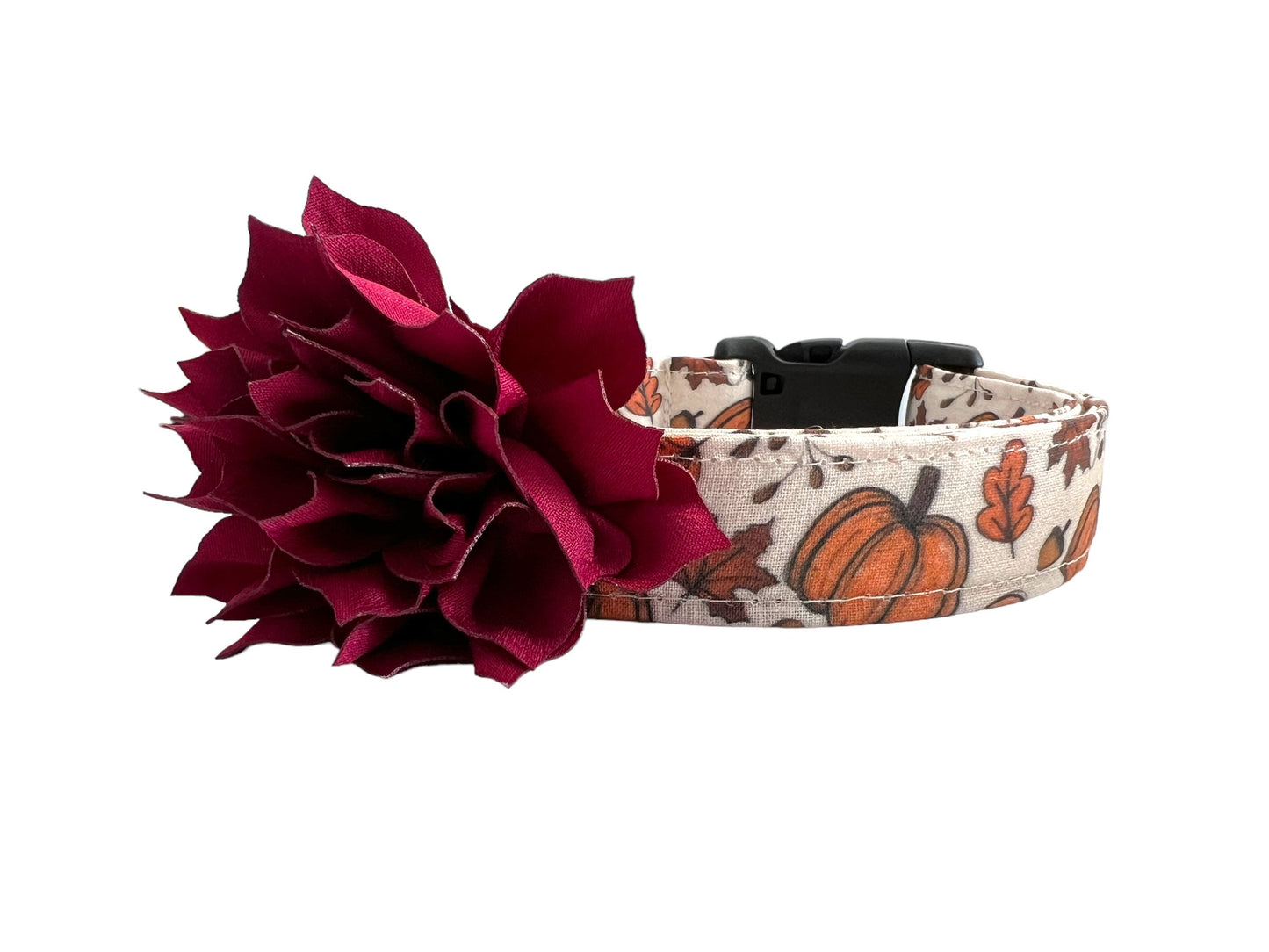 Fall Pumpkin Dog Collar with Flower