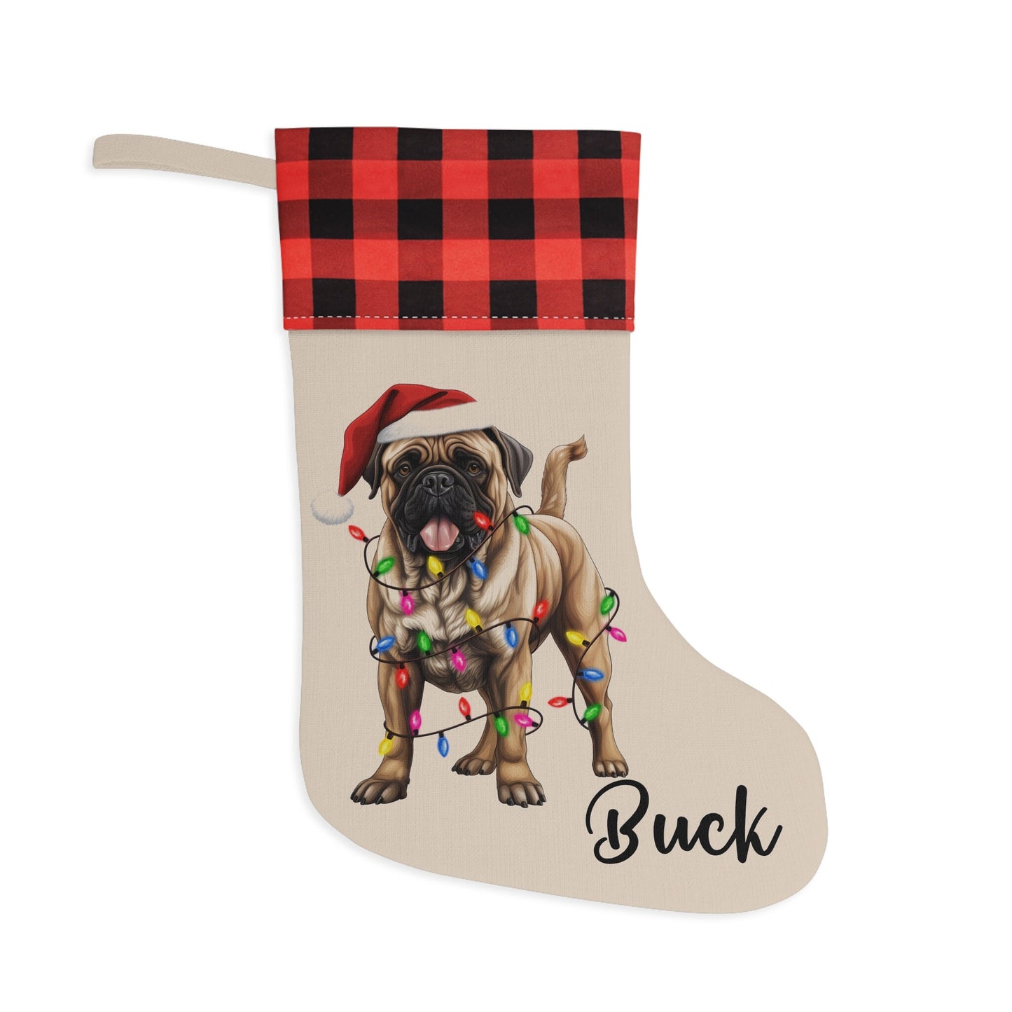 Personalized Bullmastiff Dog Christmas Stocking