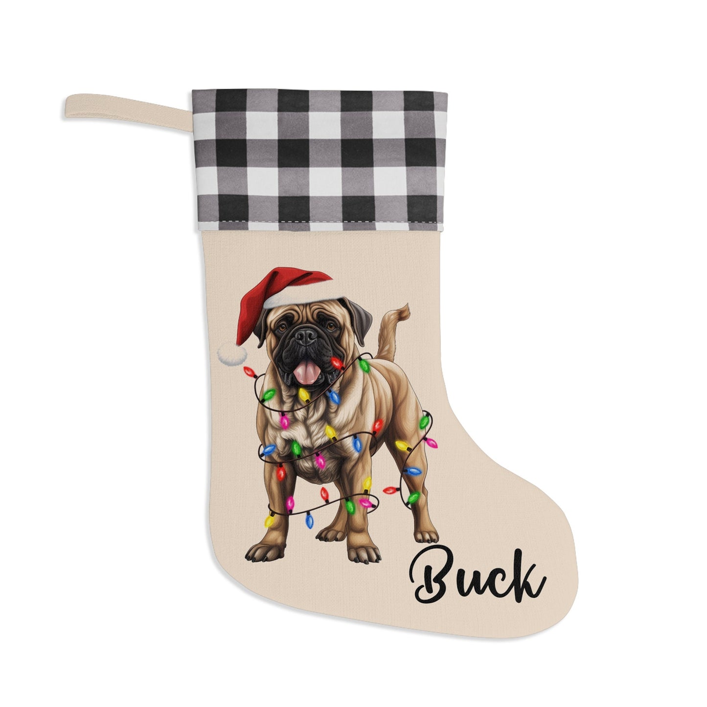 Personalized Bullmastiff Dog Christmas Stocking