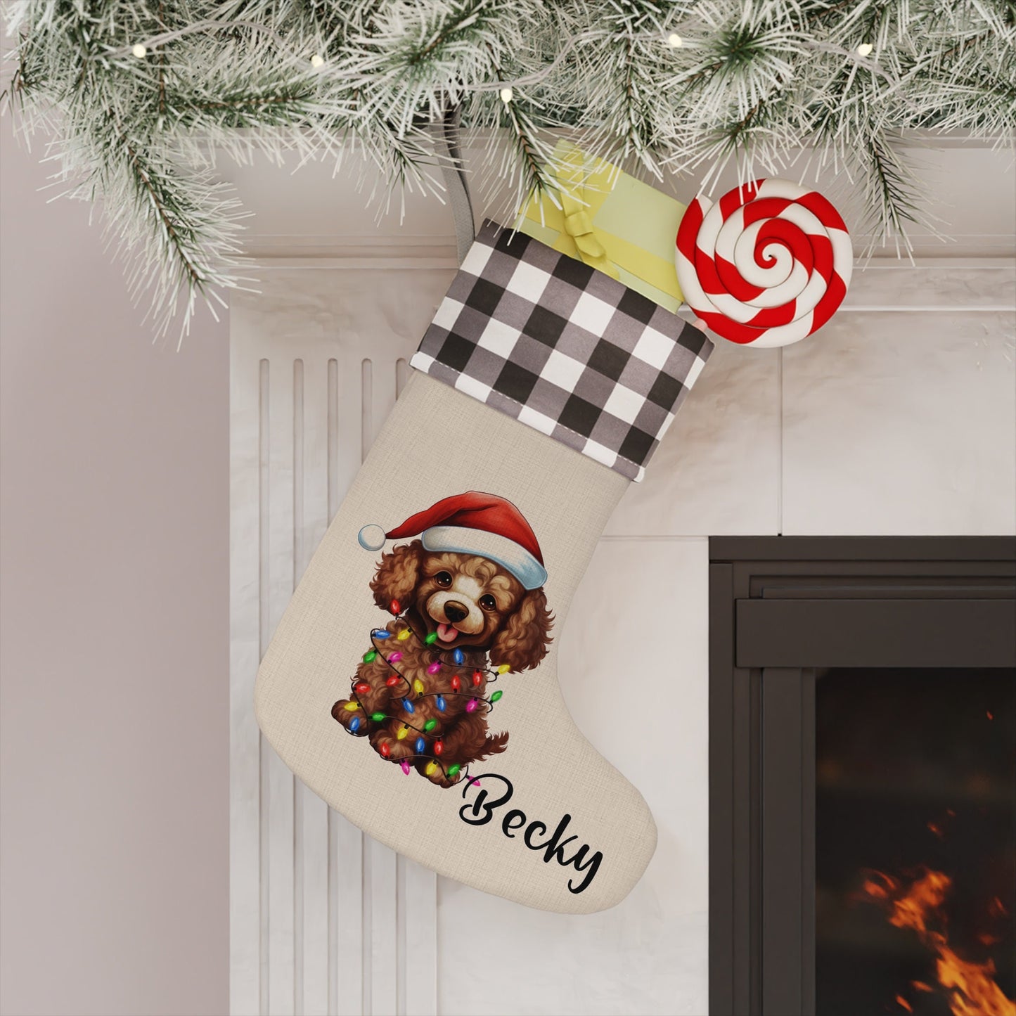 Personalized Poodle Dog Christmas Stocking