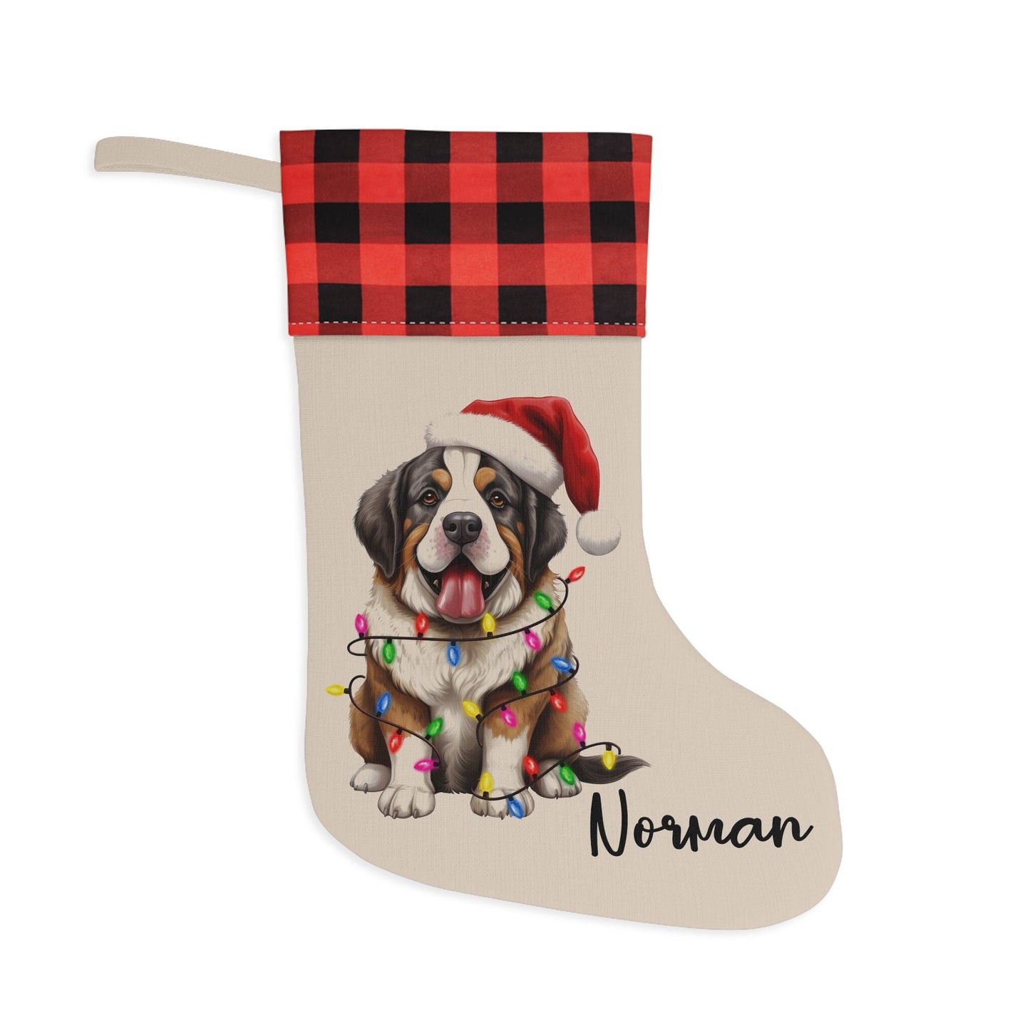 Personalized St. Bernard Dog Christmas Stocking