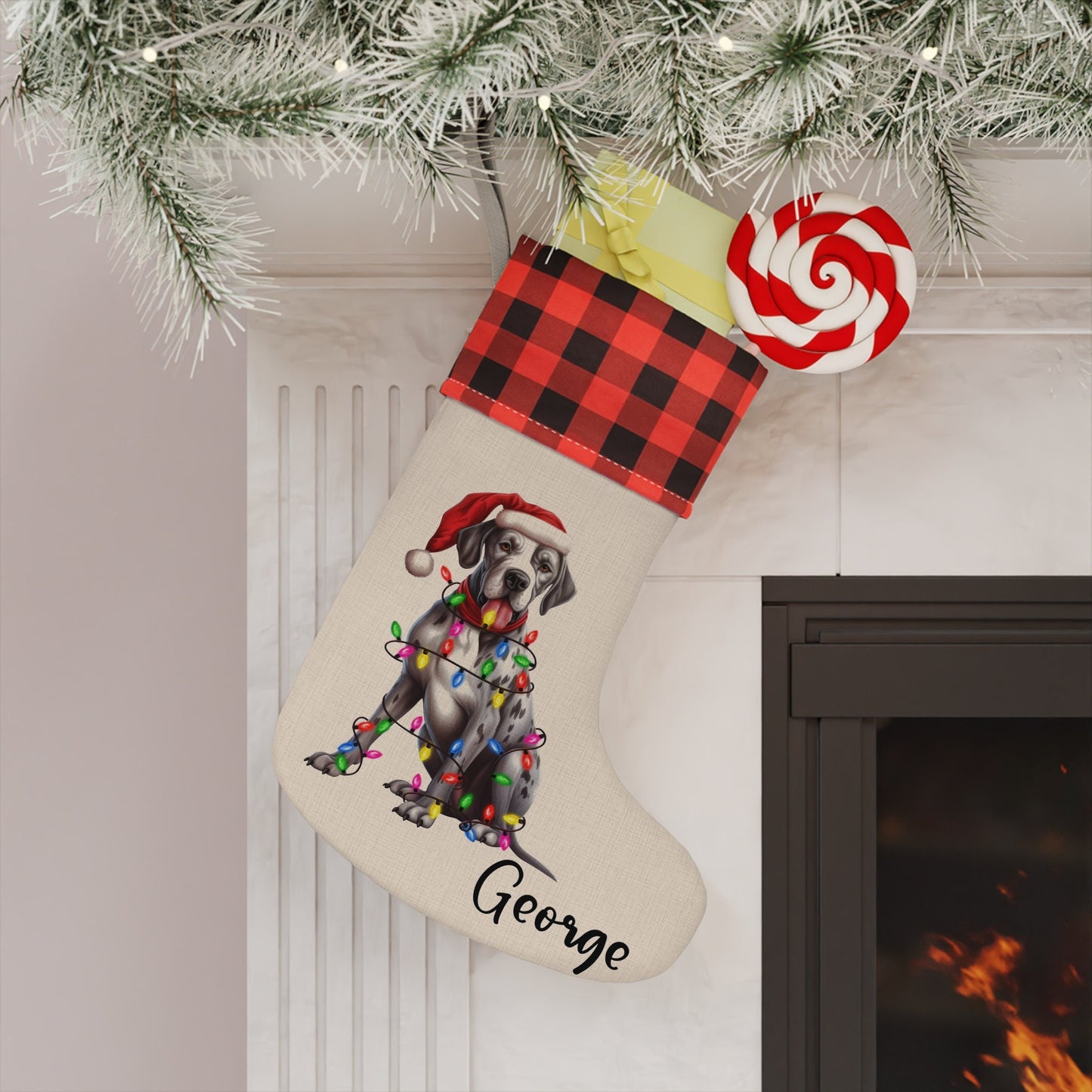 Personalized Great Dane Dog Christmas Stocking
