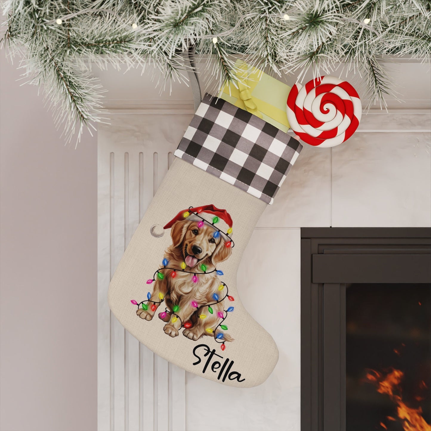 Personalized Golden Retriever Dog Christmas Stocking