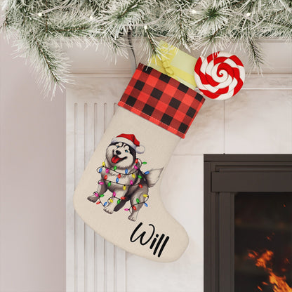Personalized Siberian Husky Dog Christmas Stocking