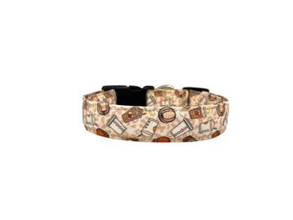 Pumpkin Spice Latte Dog Collar with Flower