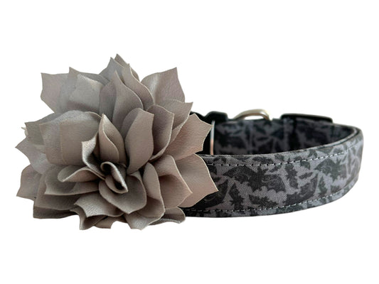Halloween Dog Collar, Halloween Bat Dog Collar with Flower, Black Bat Dog Collar, Trick or Treat Collar, Bat Dog Collar, Dog Collar with Bat