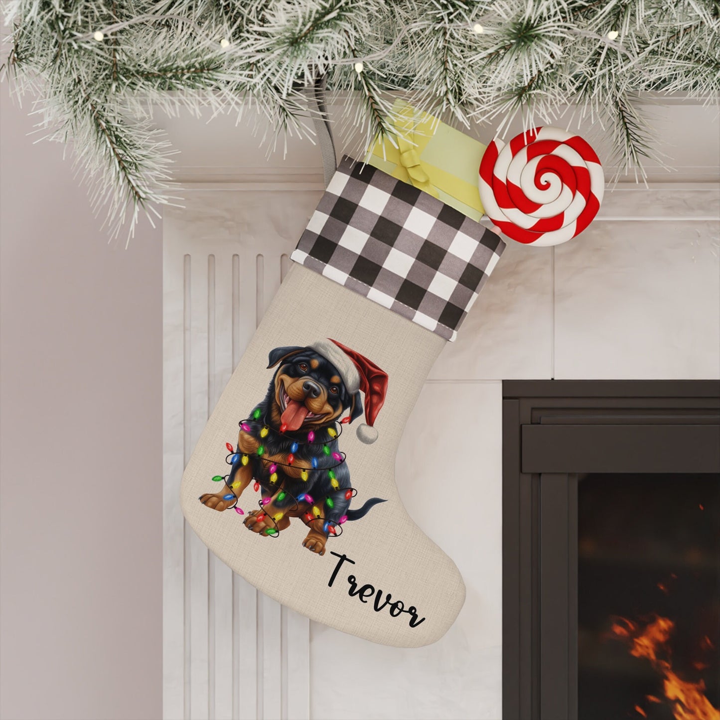 Personalized Rottweiler Dog Christmas Stocking