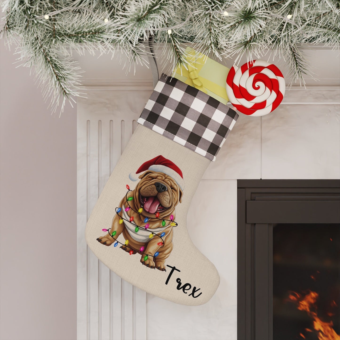 Personalized Shar Pei Dog Christmas Stocking