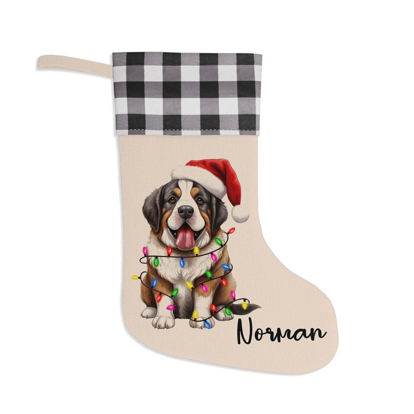 Personalized St. Bernard Dog Christmas Stocking