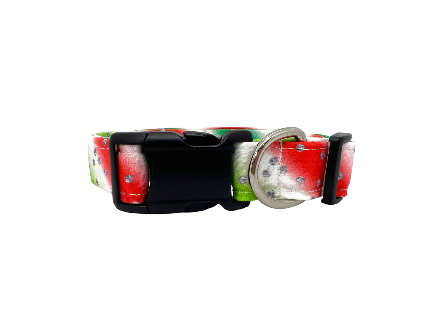 Christmas Stripe Dog Collar with Flower