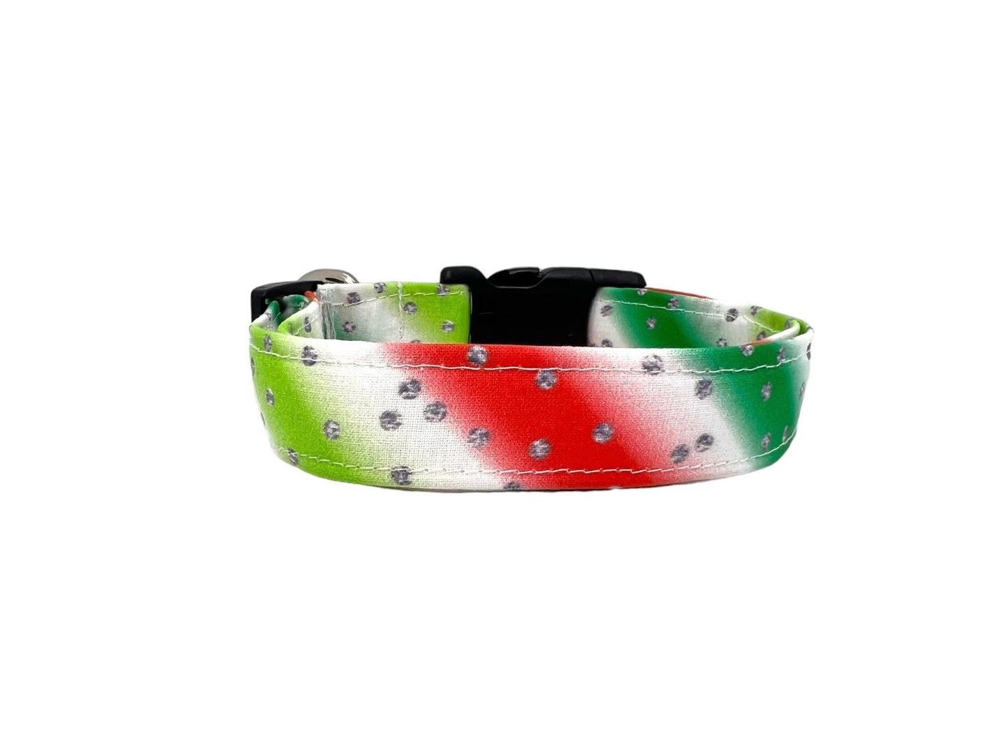 Christmas Stripe Dog Collar with Flower