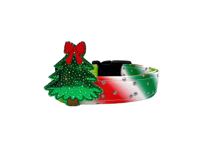 Christmas Stripe Dog Collar with Embellishment