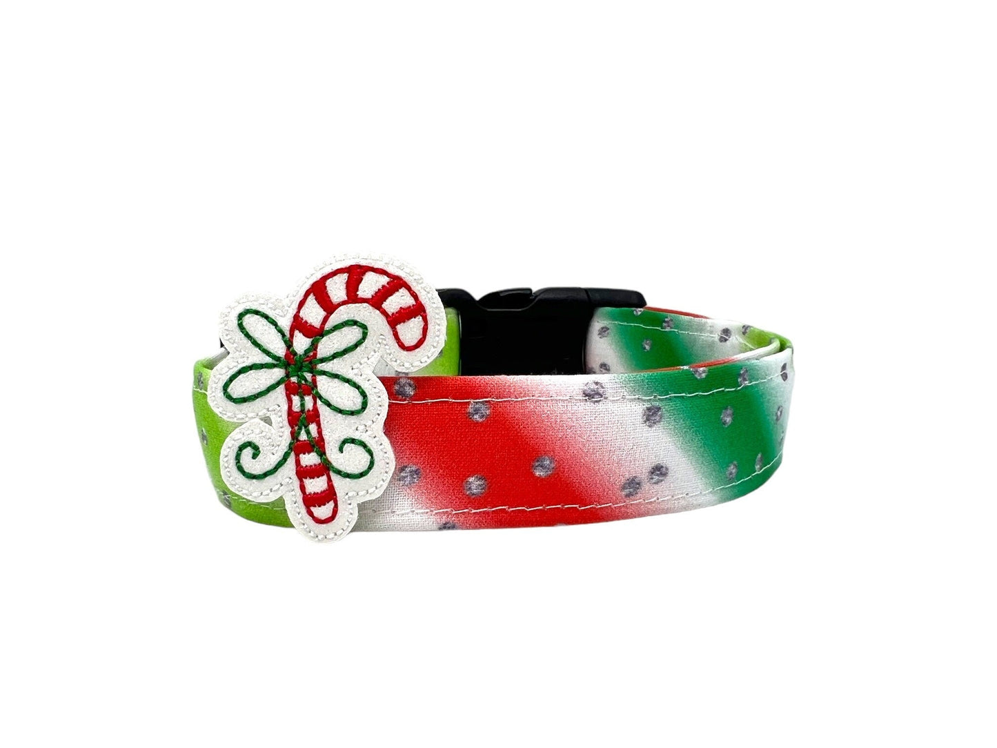 Christmas Stripe Dog Collar with Embellishment