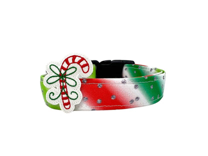 Christmas Stripe Dog Collar with Embellishment
