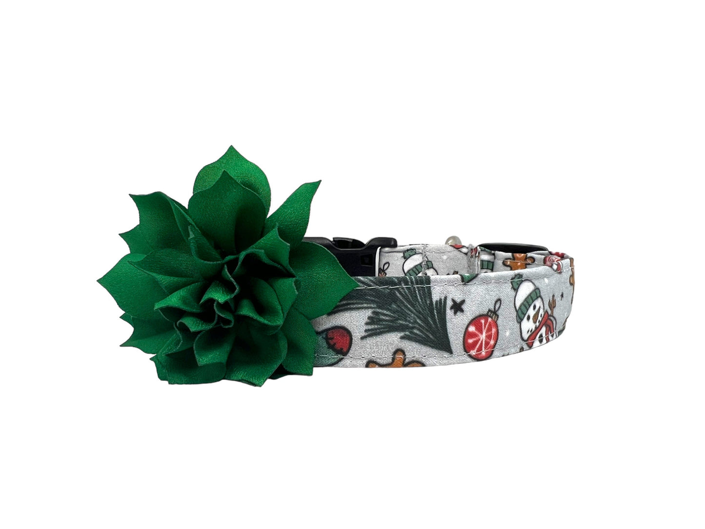 Snowman Christmas Dog Collar with Flower