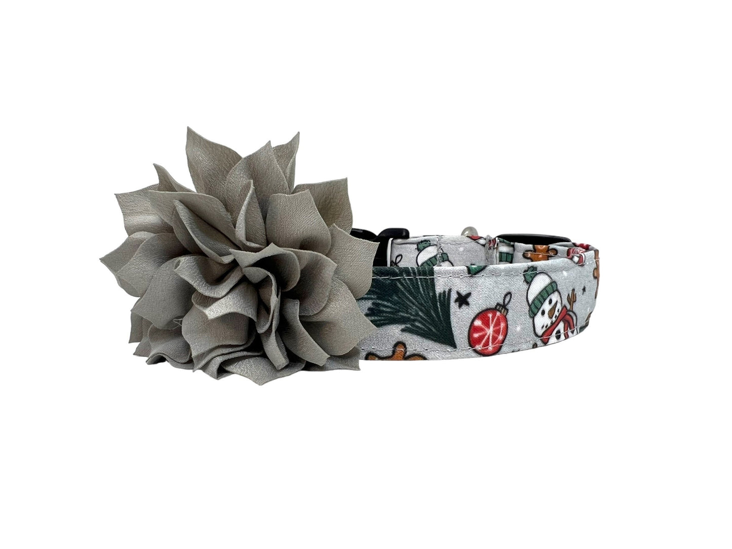 Snowman Christmas Dog Collar with Flower