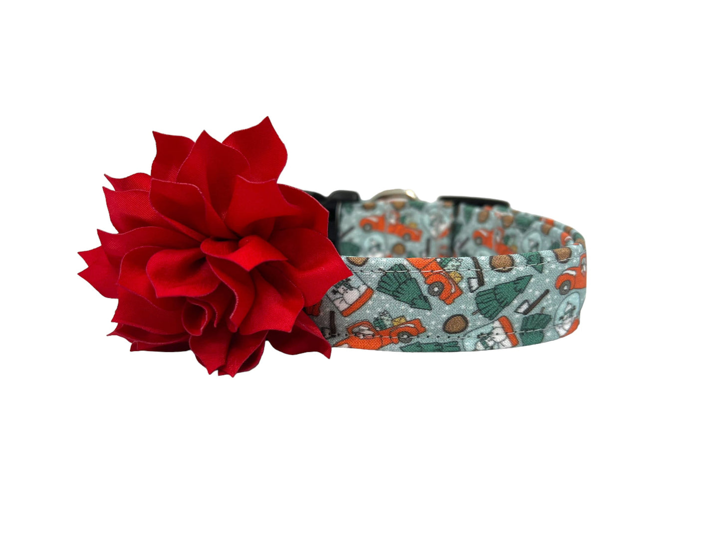 Christmas Dog Collar with Flower