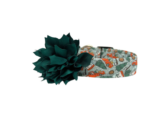 Christmas Dog Collar with Flower