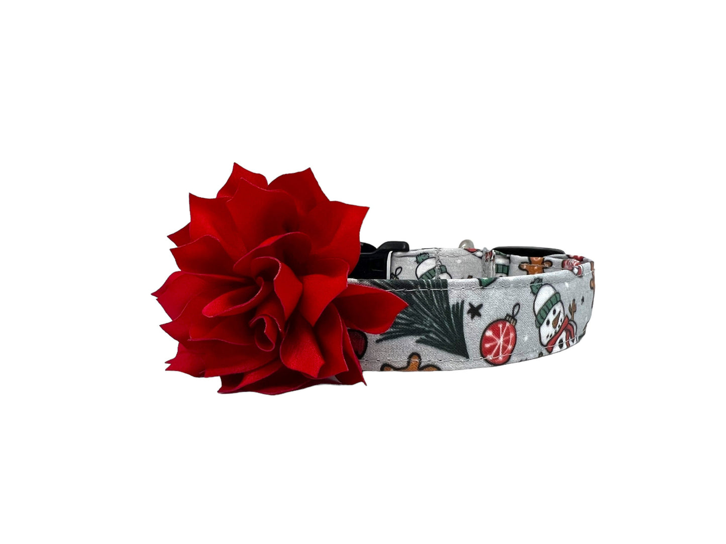 Snowman Christmas Dog Collar with Flower