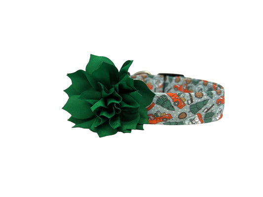Christmas Dog Collar with Flower