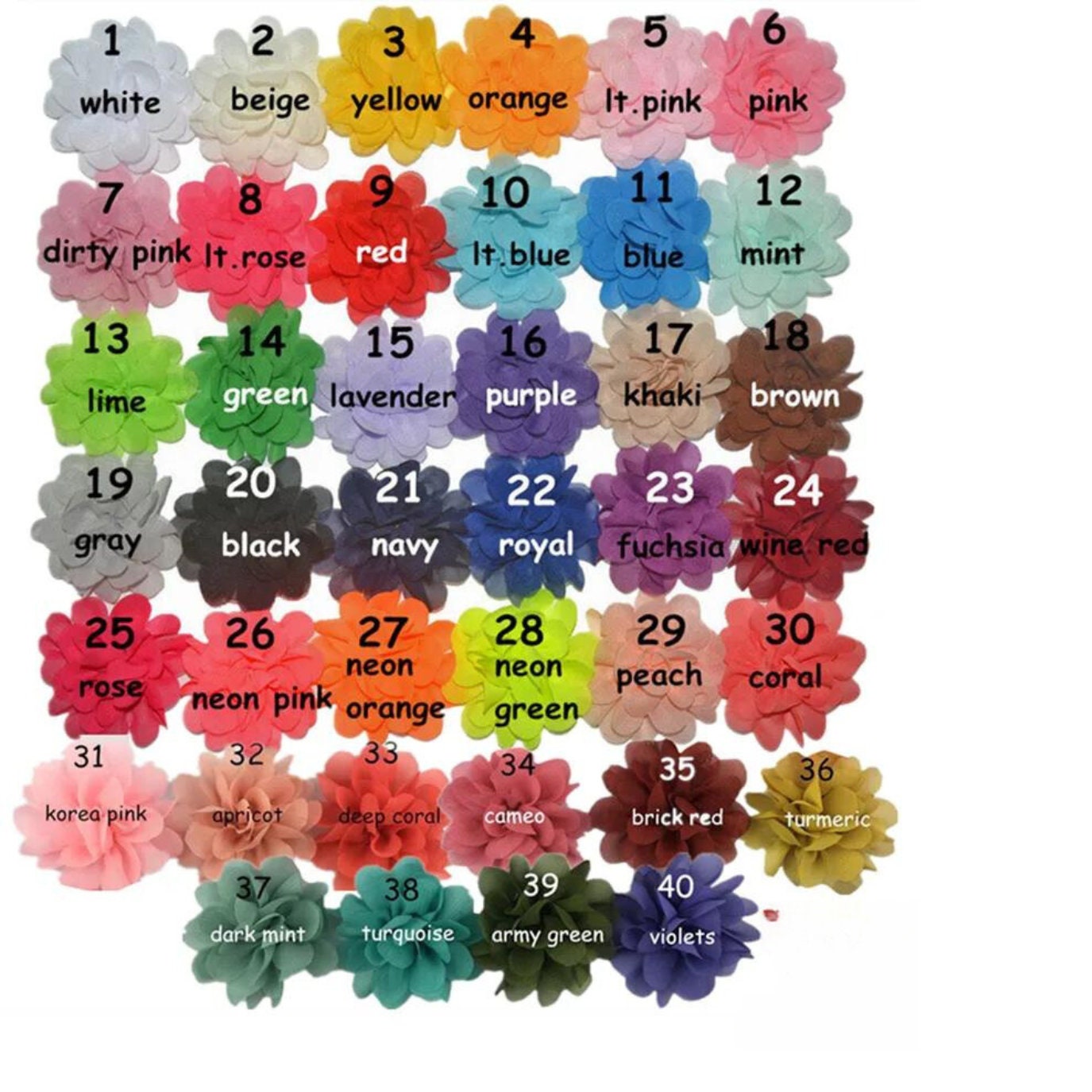 2 Inch Chiffon Rose Collar Flower