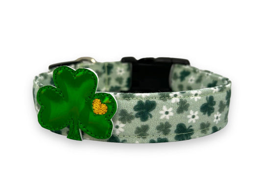 St. Patrick's Day Clover and Daisy Dog Collar with Embellishment
