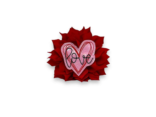 Dog Collar Flower, Embellished Valentine's Day Dog Collar Flower, Heart Flower for Dog Collar, Valentine's Flower for Dog Collar
