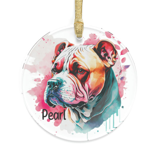 Personalized Watercolor Pit Bull Ornament