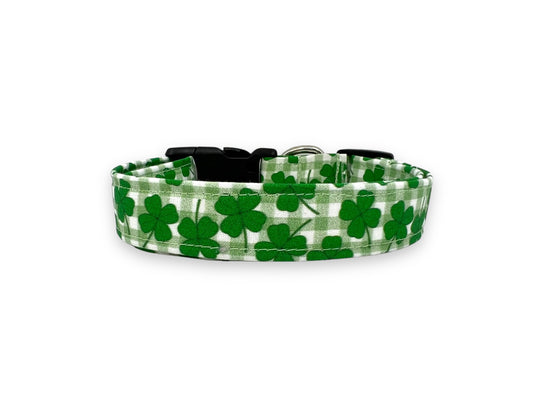 St. Patrick's Day Dog Plaid Shamrock Dog Collar