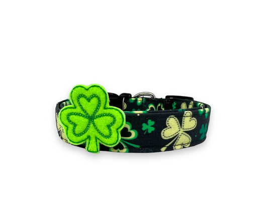 St. Patrick's Day Shamrock Dog Collar With Embellishment