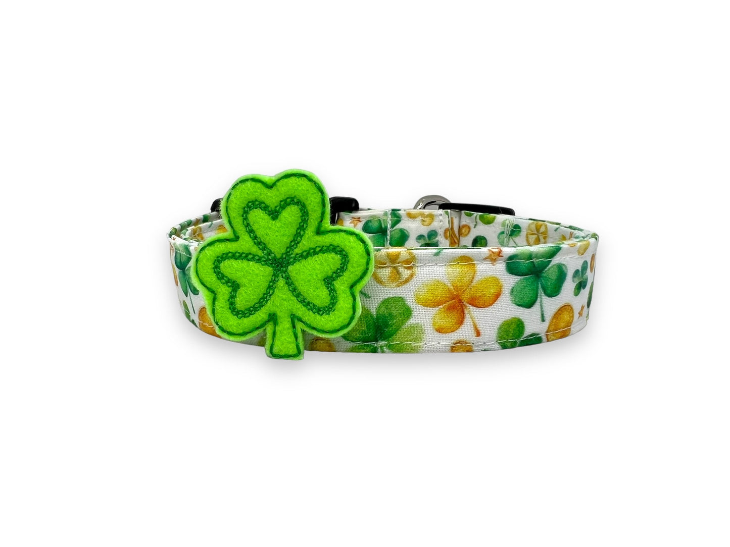 St. Patrick's Day Dog Collar, Clover Dog Collar with Embellishment, Shamrock Dog Collar, Four Leaf Clover Dog Collar, St. Paddy's Day Collar