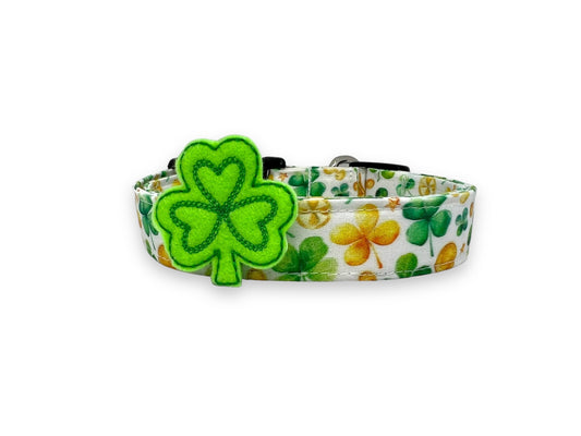St. Patrick's Day Dog Collar, Clover Dog Collar with Embellishment, Shamrock Dog Collar, Four Leaf Clover Dog Collar, St. Paddy's Day Collar