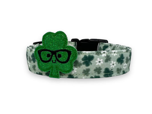 St. Patrick's Day Clover and Daisy Dog Collar with Embellishment