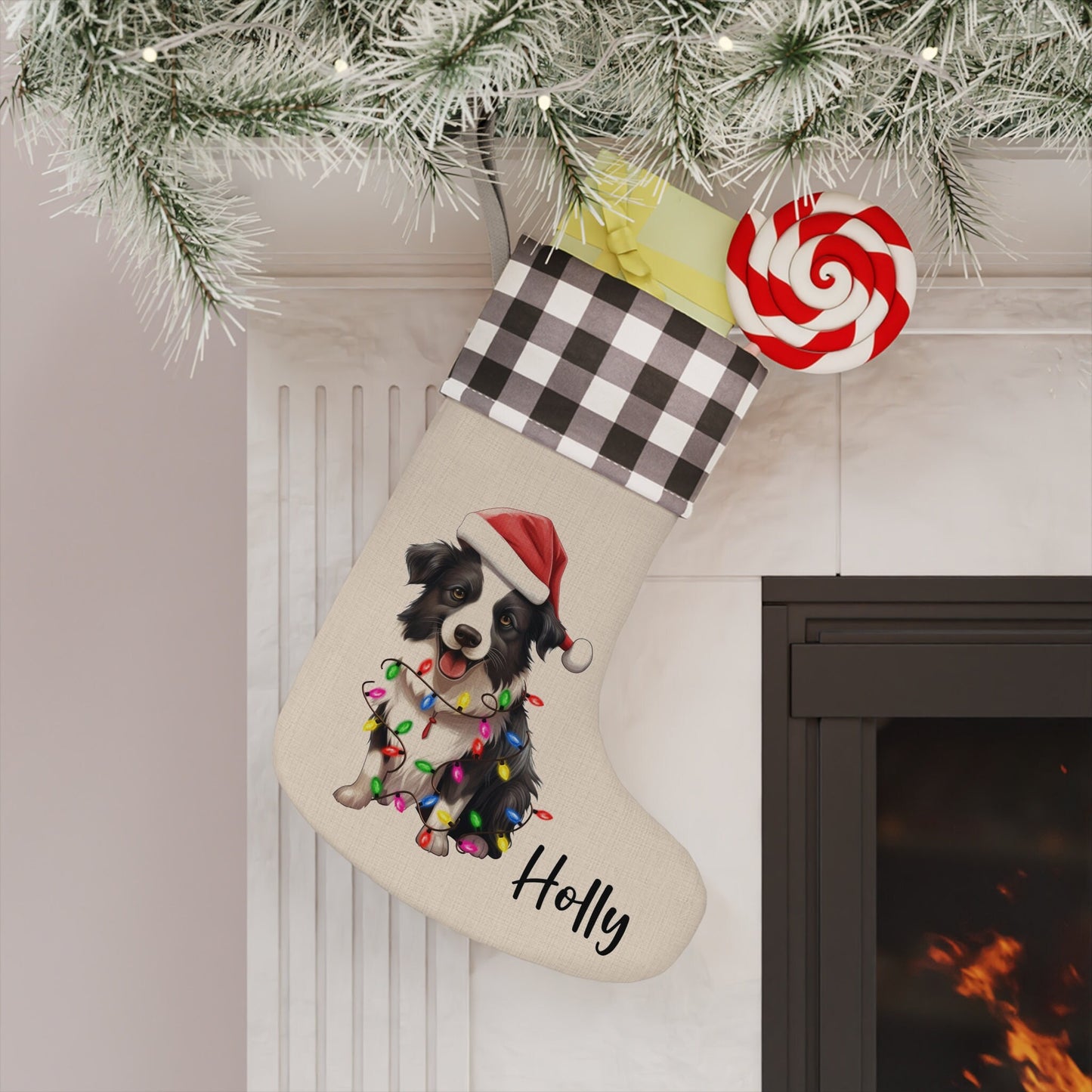 Personalized Border Collie Dog Christmas Stocking