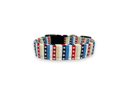 Dog Collar, Patriotic Dog Collar with Embellishment, 4th of July Stars & Stripes Dog Collar, Red White Blue Collar for Dogs, American Flag