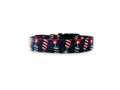 Patriotic Dog Collar, 4th of July Dog Collar with Embellishment, Firecracker Dog Collar, Firework Dog Collar, Patriotic Dog Collar