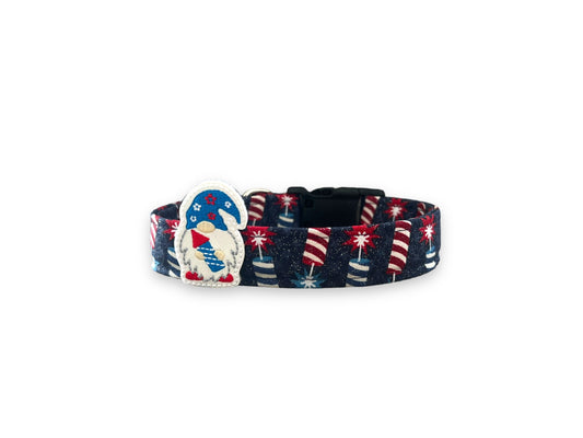 Patriotic Dog Collar, 4th of July Dog Collar with Embellishment, Firecracker Dog Collar, Firework Dog Collar, Patriotic Dog Collar
