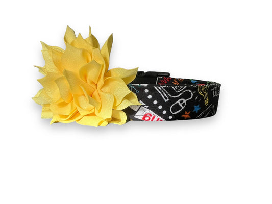 School Chalkboard Dog Collar with Flower