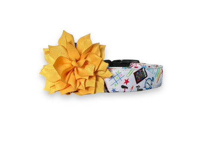 School Supplies Dog Collar with Flower