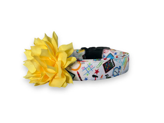 School Supplies Dog Collar with Flower