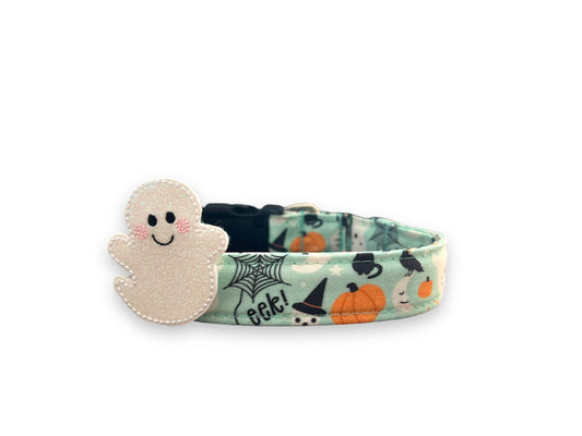 Halloween Dog Collar, Pumpkin Dog Collar with Embellishment, Ghost Dog Collar, Skeleton Dog Collar, Collar for Halloween, Halloween Collar