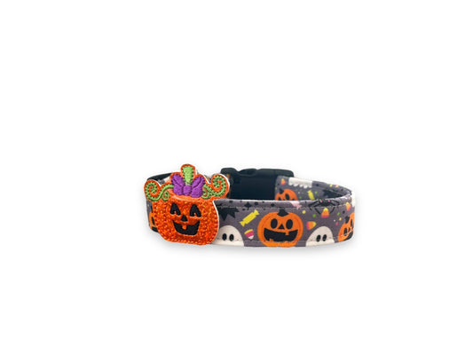 Halloween Dog Collar, Pumpkin Dog with Embellishment, Ghost Dog Collar, Jack O Lantern Dog Collar, Collar for Halloween, Halloween Collar