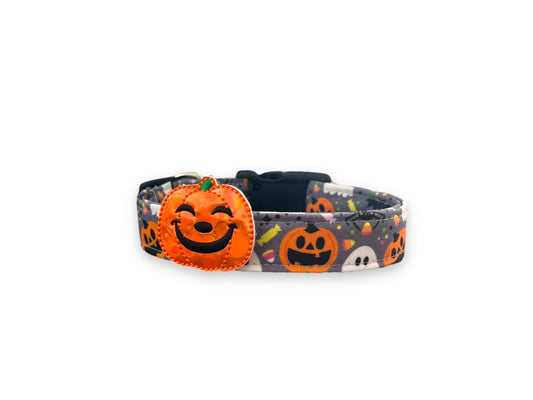 Halloween Dog Collar, Pumpkin Dog with Embellishment, Ghost Dog Collar, Jack O Lantern Dog Collar, Collar for Halloween, Halloween Collar