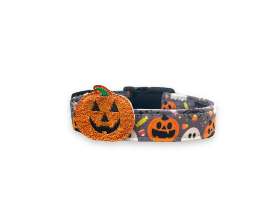 Halloween Dog Collar, Pumpkin Dog with Embellishment, Ghost Dog Collar, Jack O Lantern Dog Collar, Collar for Halloween, Halloween Collar