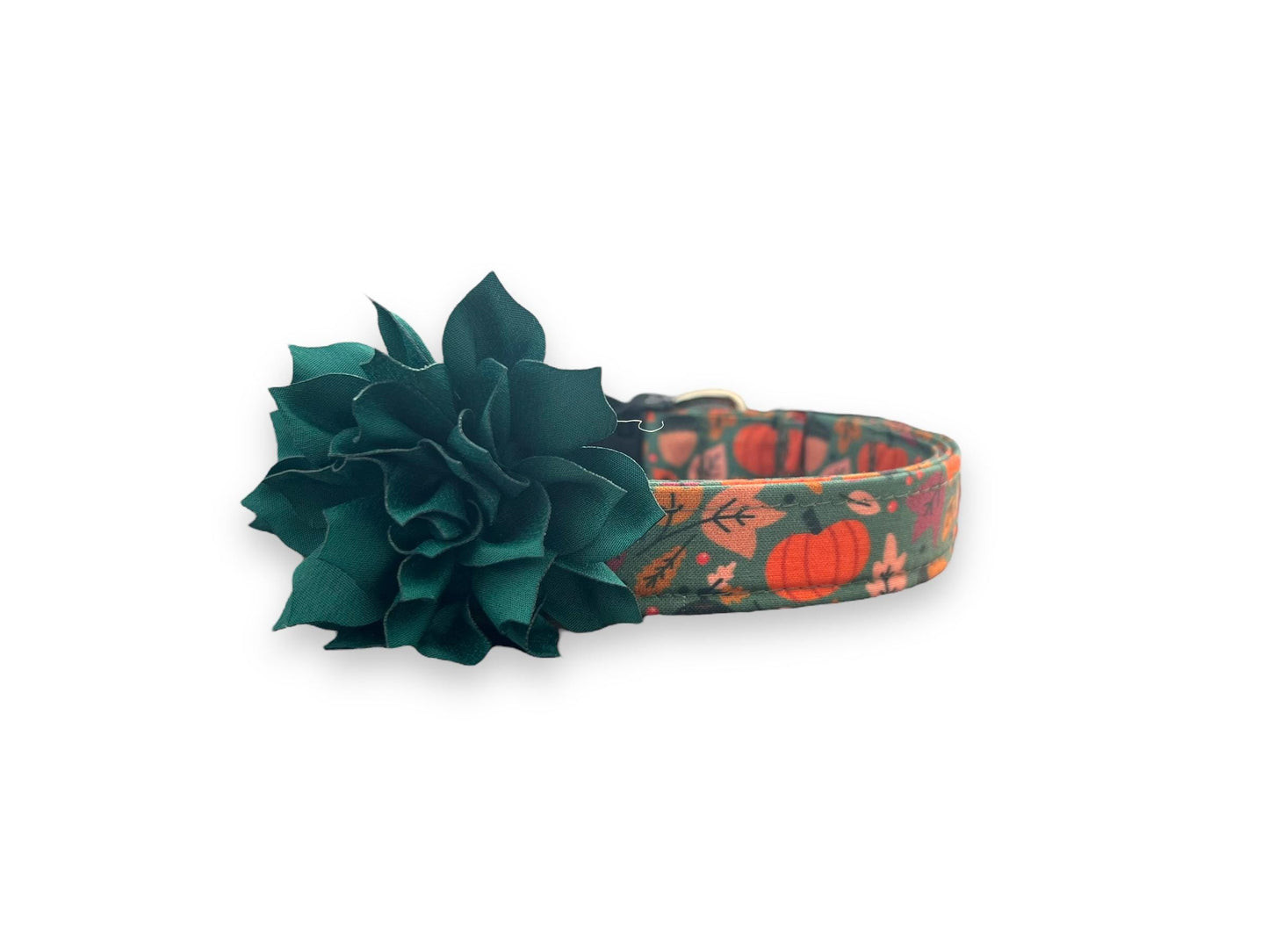Teal Pumpkin Dog Collar with Collar Flower