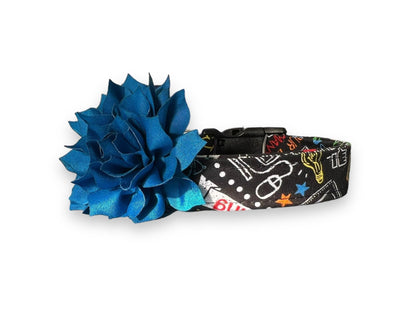 School Chalkboard Dog Collar with Flower