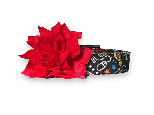 School Chalkboard Dog Collar with Flower