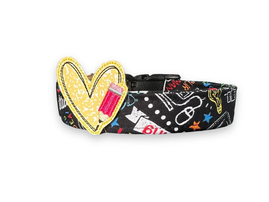 School Chalkboard Dog Collar with Embellishment
