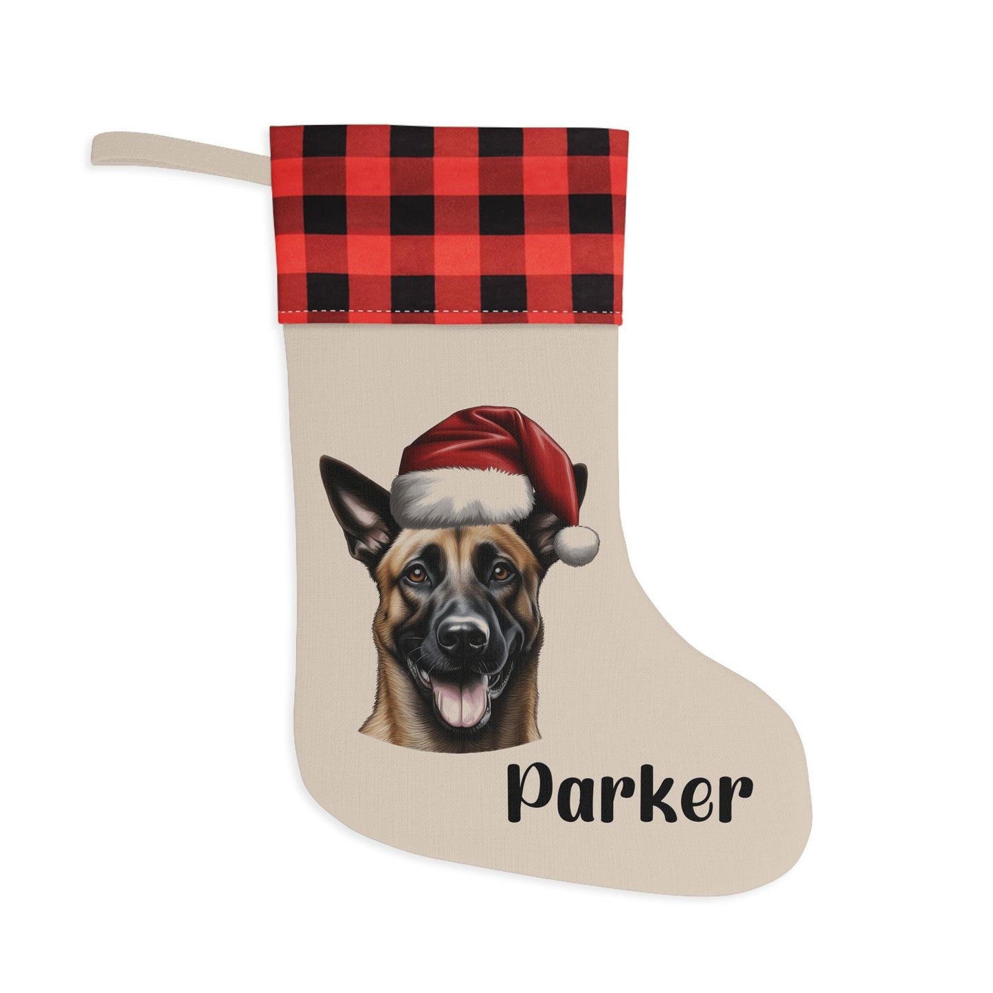 Personalized Belgian Malinois Dog Christmas Stocking